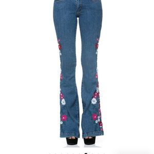 Cute O2 Denim Floral Flare Jeans